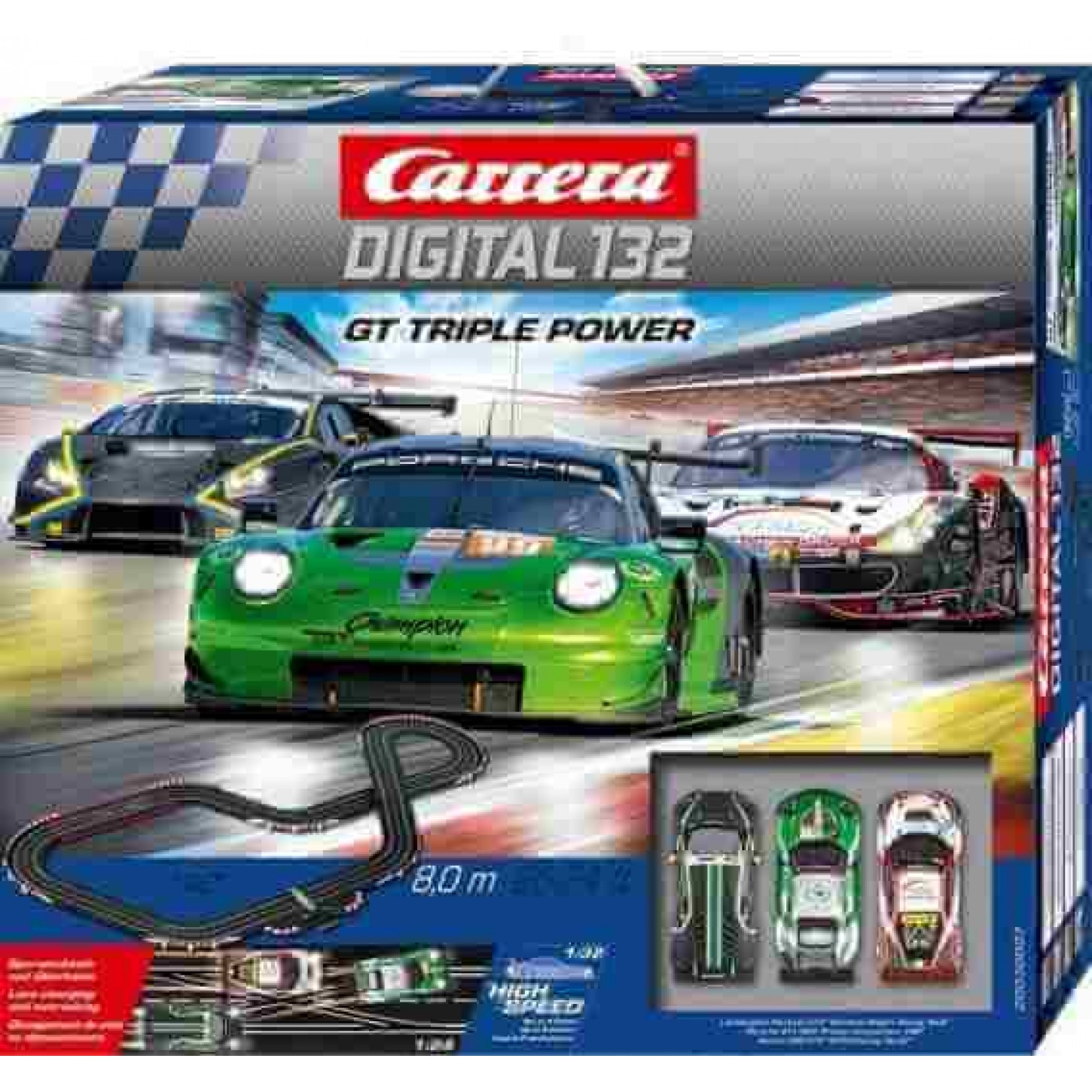 AUTORAMA CARRERA DIGITAL PISTA ELETRICA GT TRIPLE POWER COM 8 METROS 3 ...
